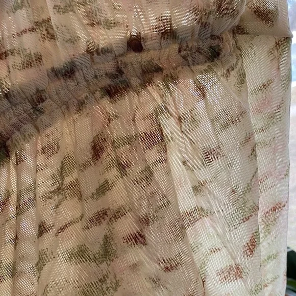 CAbi Cream and Brown Patterned Ruffle Blouse - Picture 7 of 9